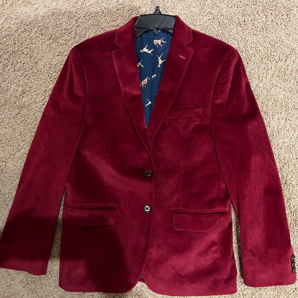 Ralph Lauren Boys Size 16R Red Velvet Sport Coat Blazer